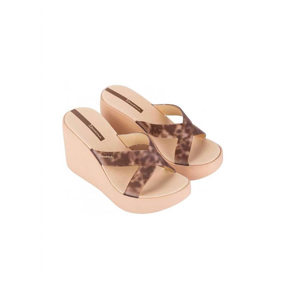 NEW IPANEMA women's lofty leopard wedge sandal in beige